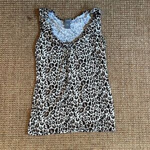 Ann Taylor Leopard Print Cowl Neck Tank Top XS